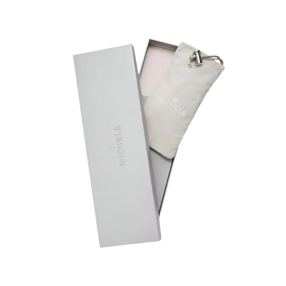 Michele 18mm Pink and White Leather Interchangeable Strap Set