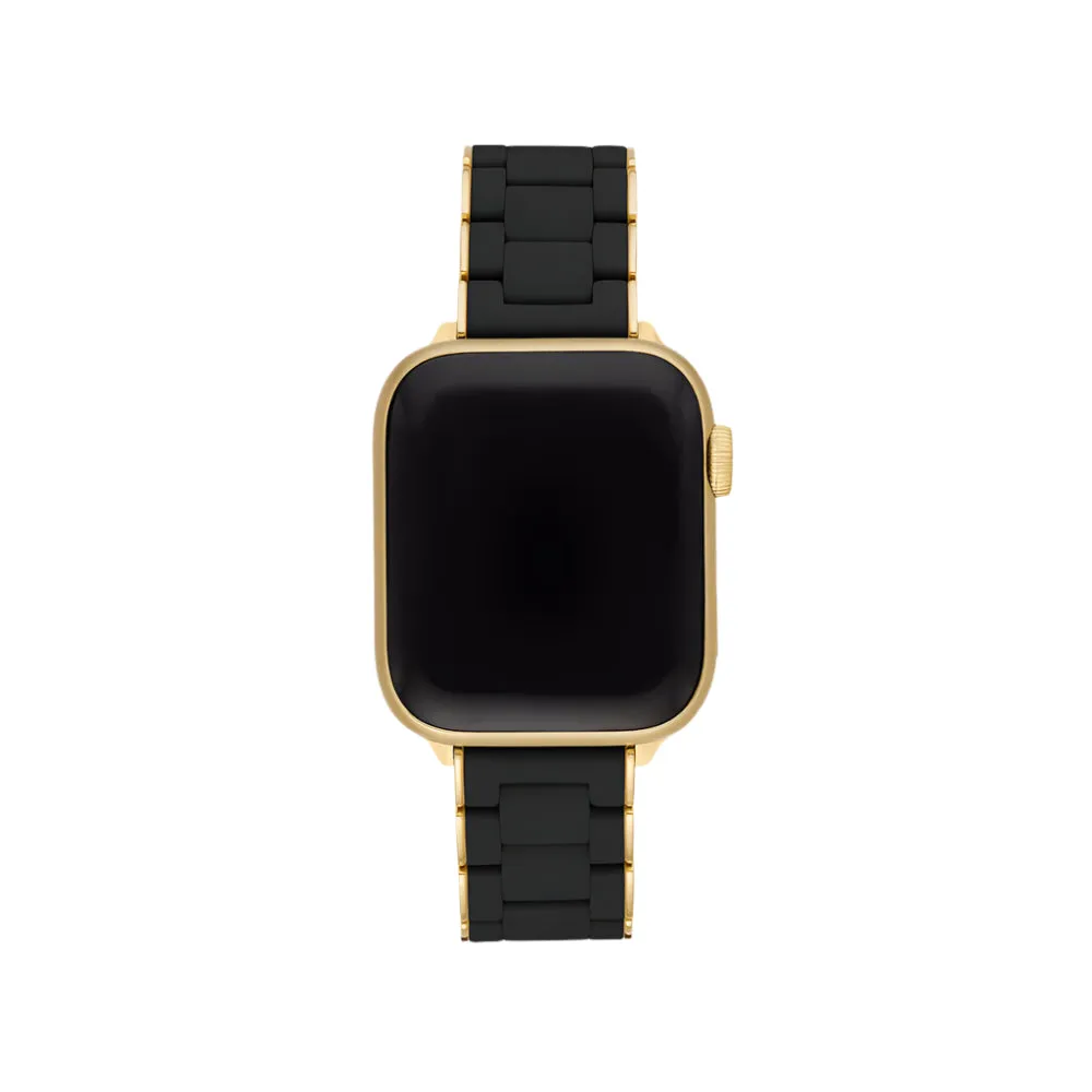 Michele Black and Gold-Tone Silicone-Wrapped Bracelet Band for Apple Watch®