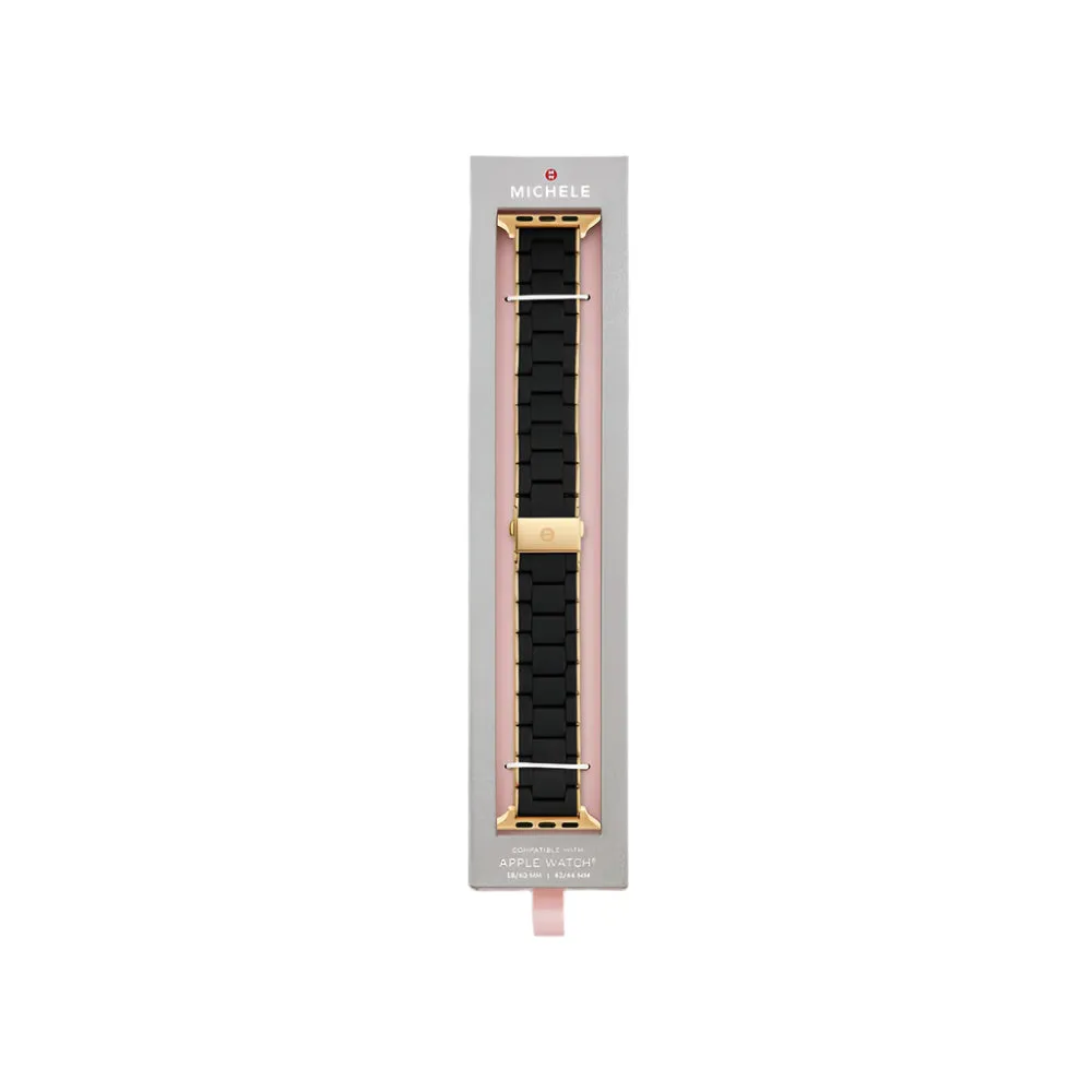 Michele Black and Gold-Tone Silicone-Wrapped Bracelet Band for Apple Watch®