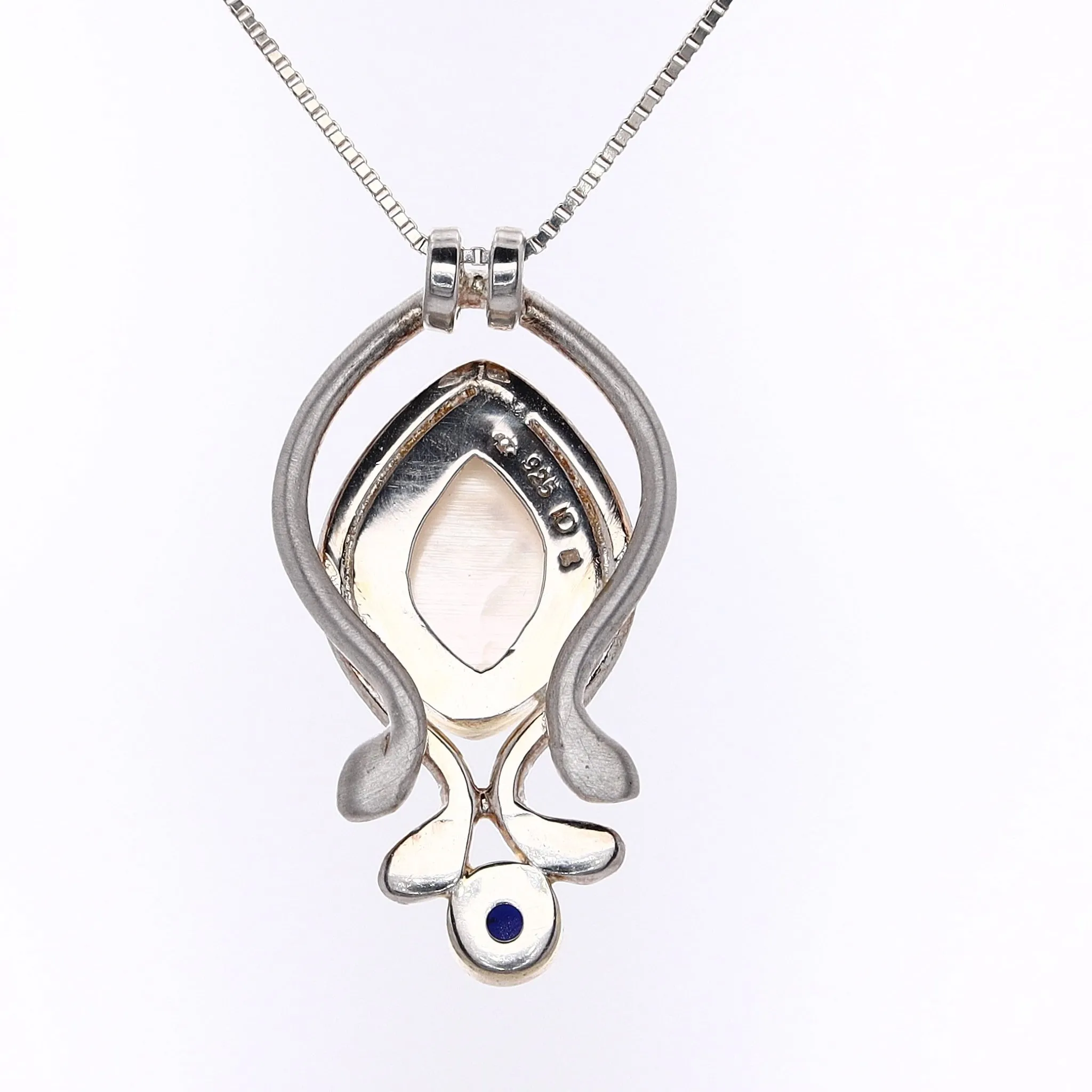 Michou Two-Tone Mother of Pearl and Blue Opal Vermeil Pendant Necklace