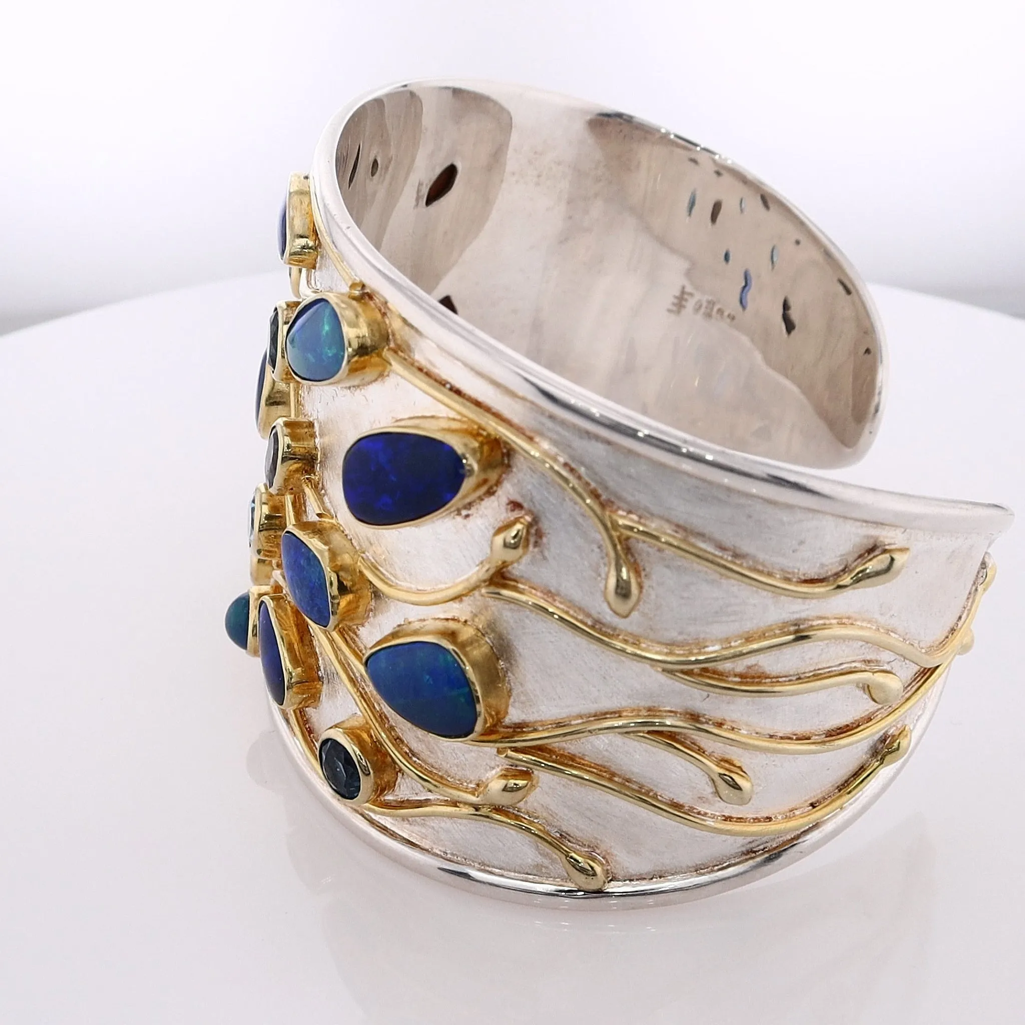 Michou Two-Tone Multiple Gemstones Vermeil Cuff Bracelet