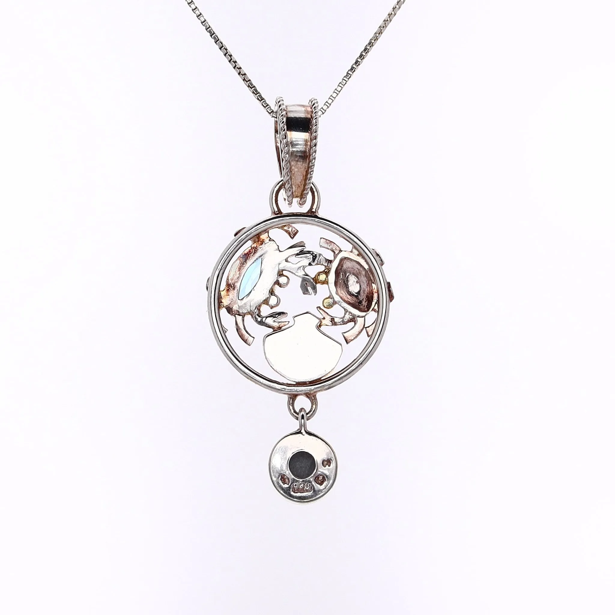 Michou Two-Tone Vermeil Topaz and Drusy Crab Pendant Necklace