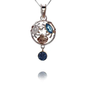 Michou Two-Tone Vermeil Topaz and Drusy Crab Pendant Necklace