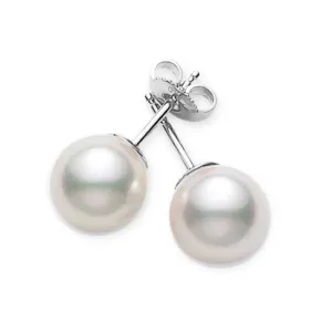Mikimoto Akoya Pearl Stud Earrings - AA Quality in 18K White Gold