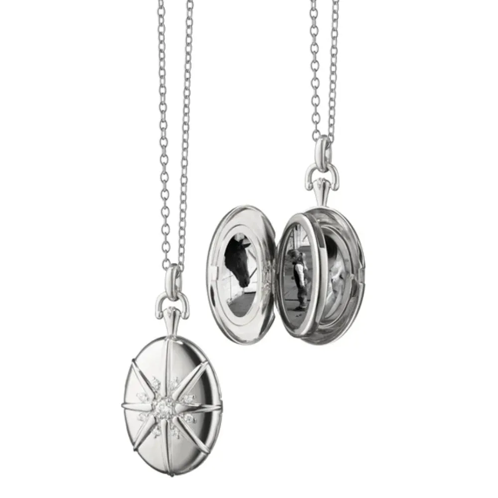 Monica Rich Kosann Four Image Midi Sterling Silver Star Burst Locket