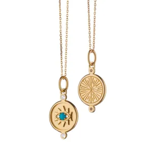 Monica Rich Kosann Mini Protect Evil Eye Charm Necklace in 18K Yellow Gold