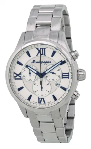Montegrappa Fortuna Chronograph White Dial Stainless Steel Quartz Men's Watch Date IDFOWCIB