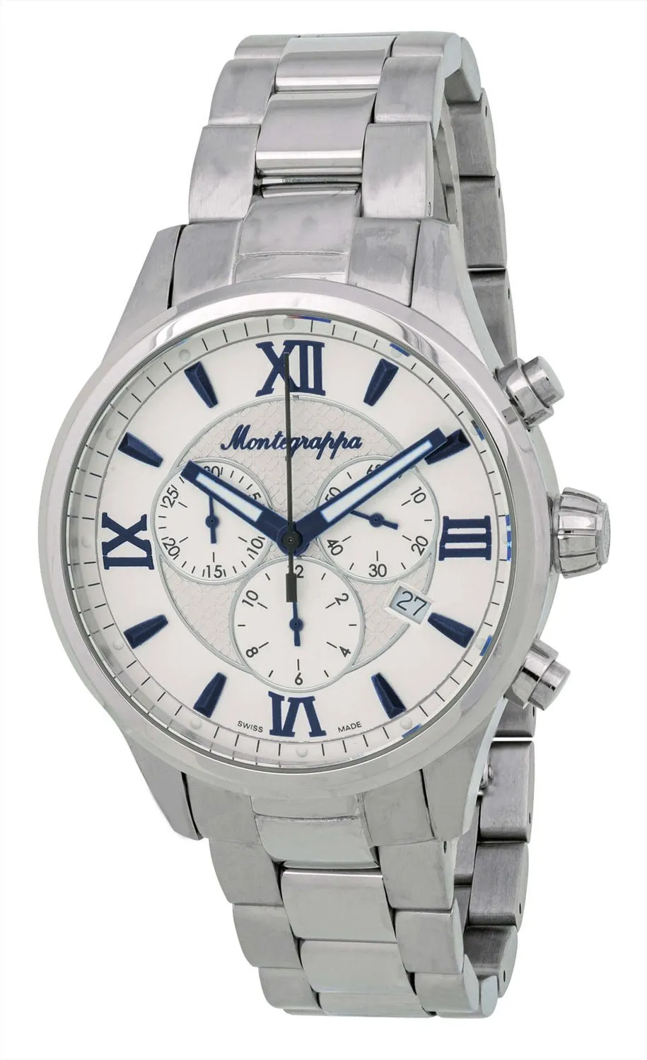 Montegrappa Fortuna Chronograph White Dial Stainless Steel Quartz Men's Watch Date IDFOWCIB