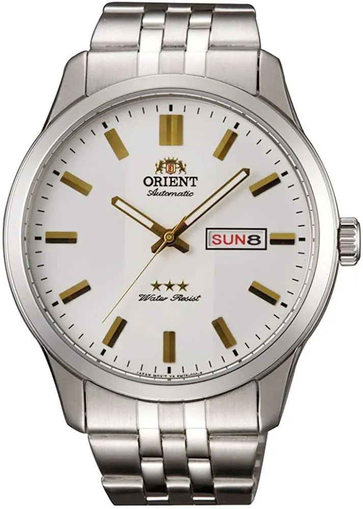 Orient TriStar Automatic Stainless Steel White Dial Day-Date Mens Watch RA-AB0014S19B