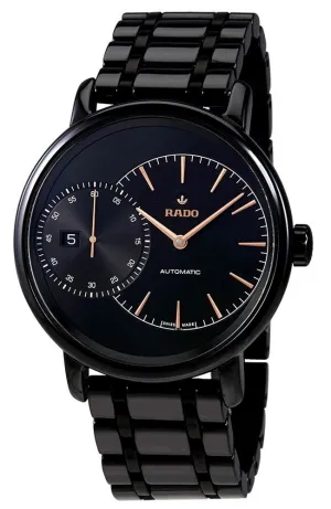 Rado DiaMaster Grande Seconde High-Tech Ceramic Black Dial Date Automatic Mens Watch R14127152