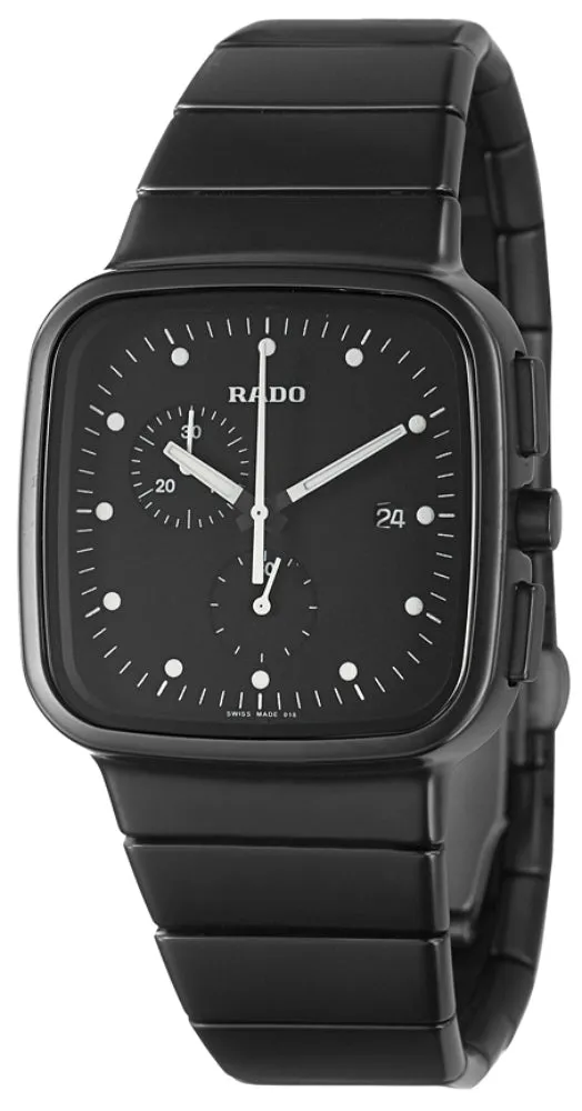Rado R5.5 Quartz Chronograph Black Ceramic Mens Watch Black Dial Date R28886182
