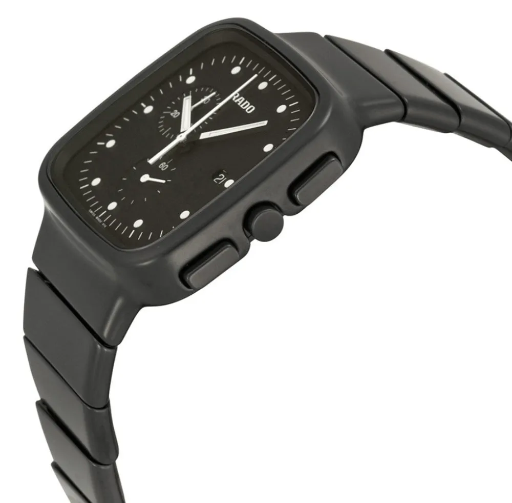 Rado R5.5 Quartz Chronograph Black Ceramic Mens Watch Black Dial Date R28886182