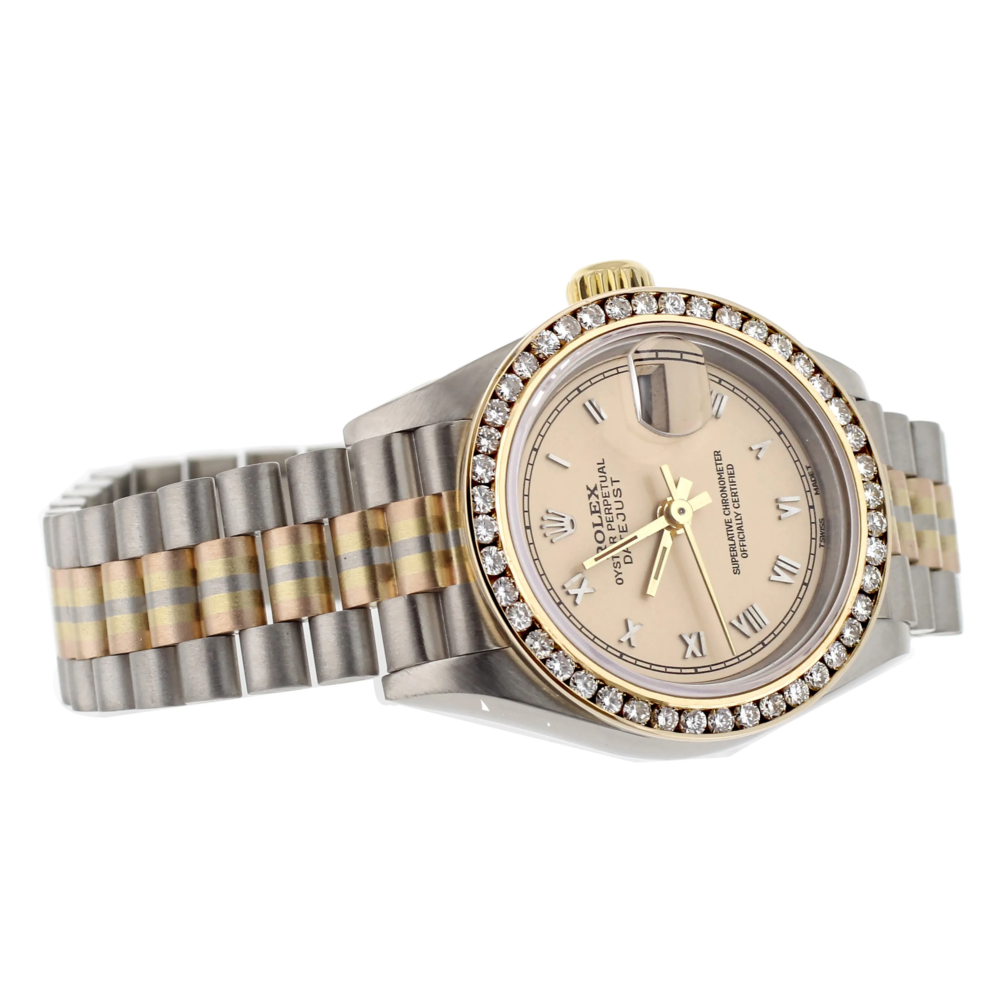Rolex Datejust Tridor President Bracelet White Gold Diamond Bezel 26mm 69179