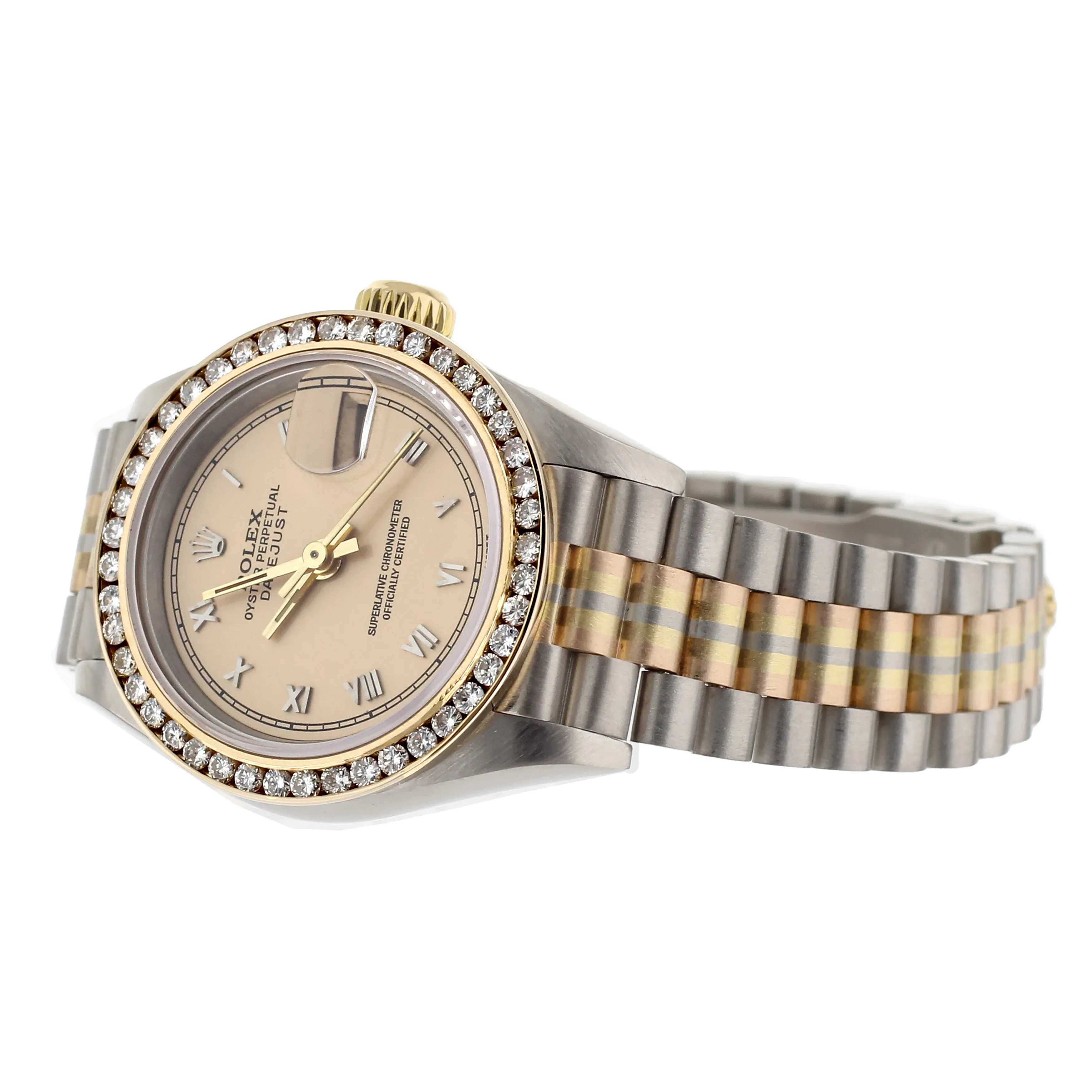 Rolex Datejust Tridor President Bracelet White Gold Diamond Bezel 26mm 69179