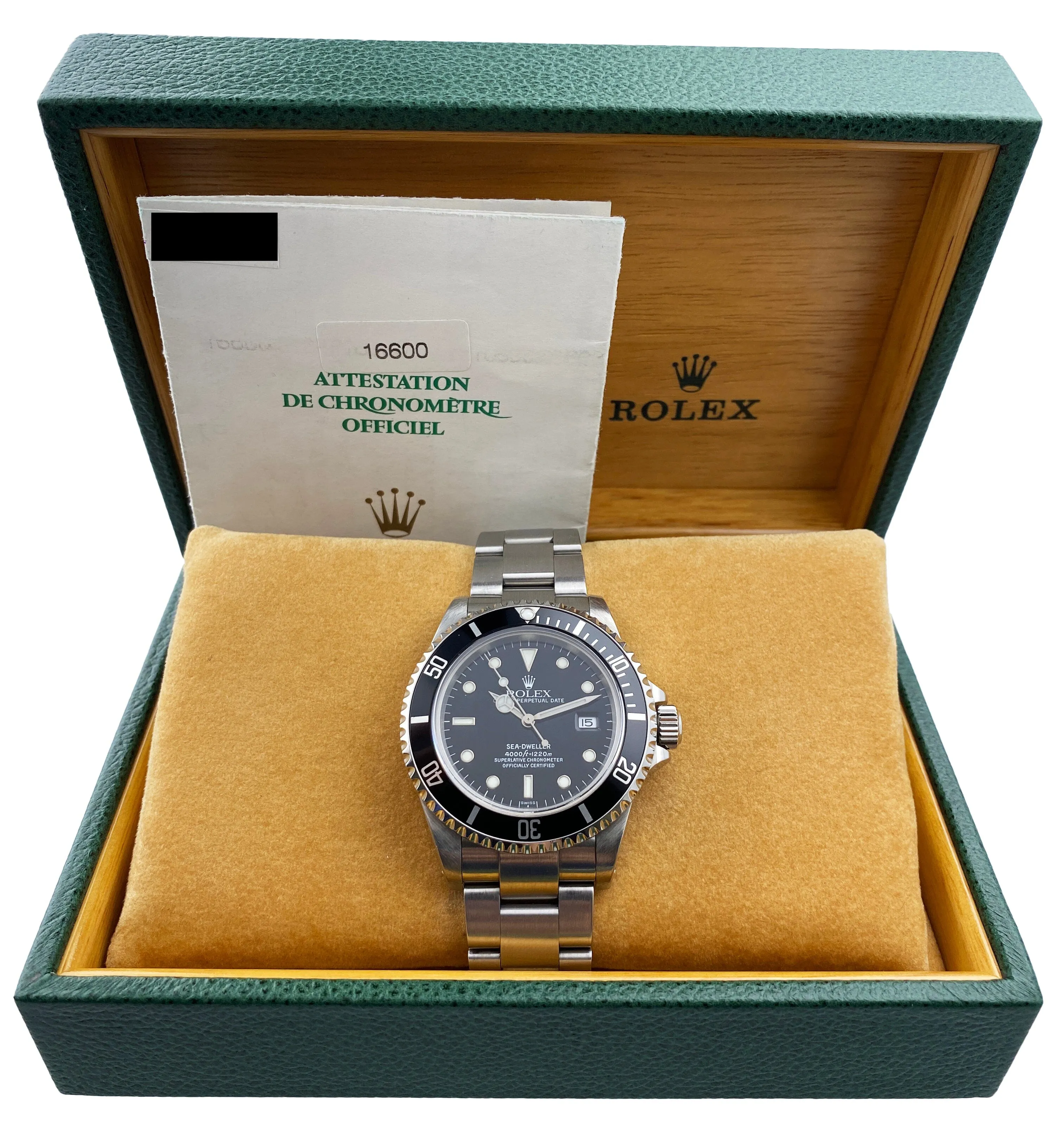 Rolex Sea-Dweller 16600 Black Dial Steel Mens Watch Box Papers