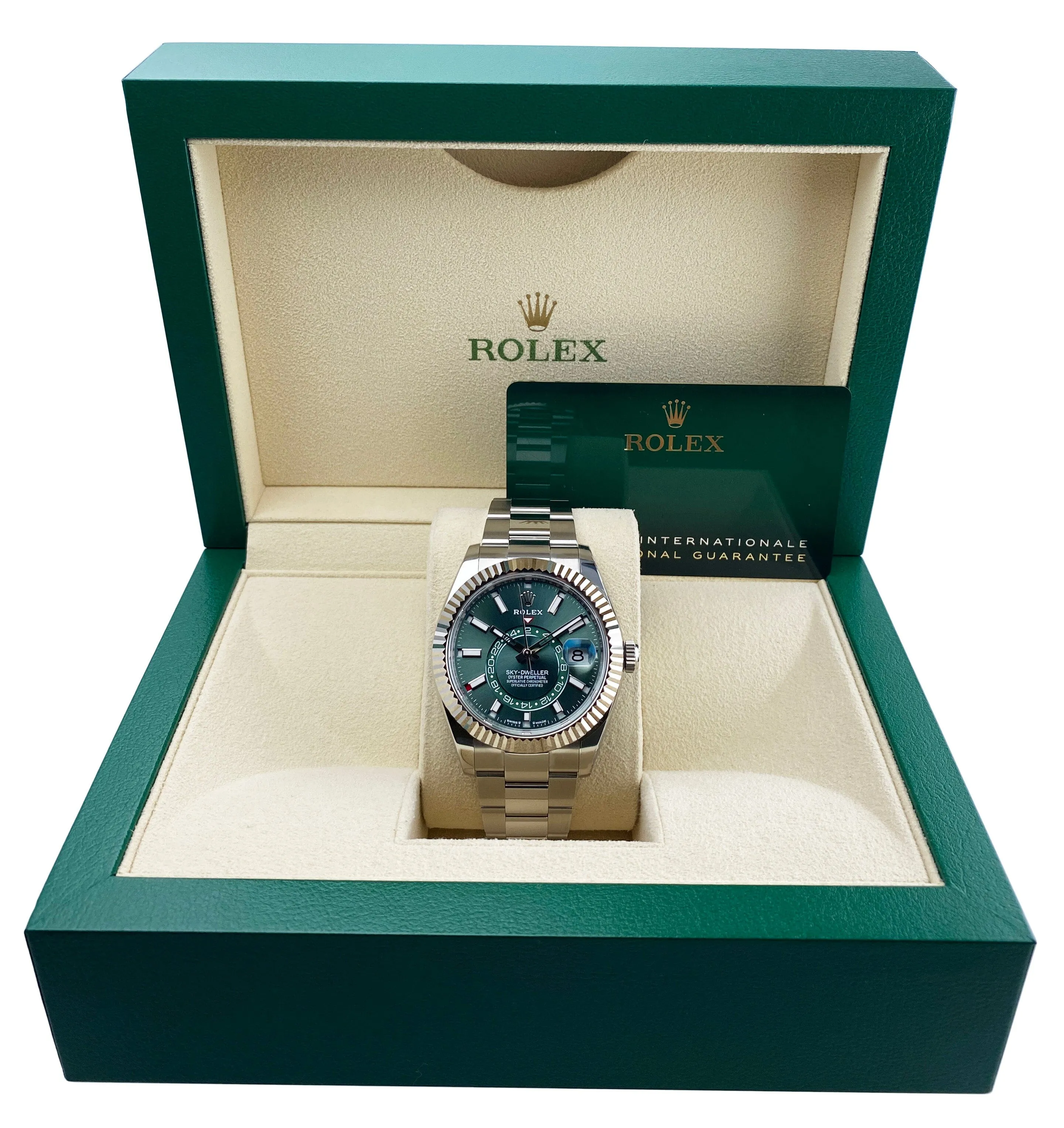 Rolex Sky-Dweller 336934 Green Dial Mens Watch Box Papers