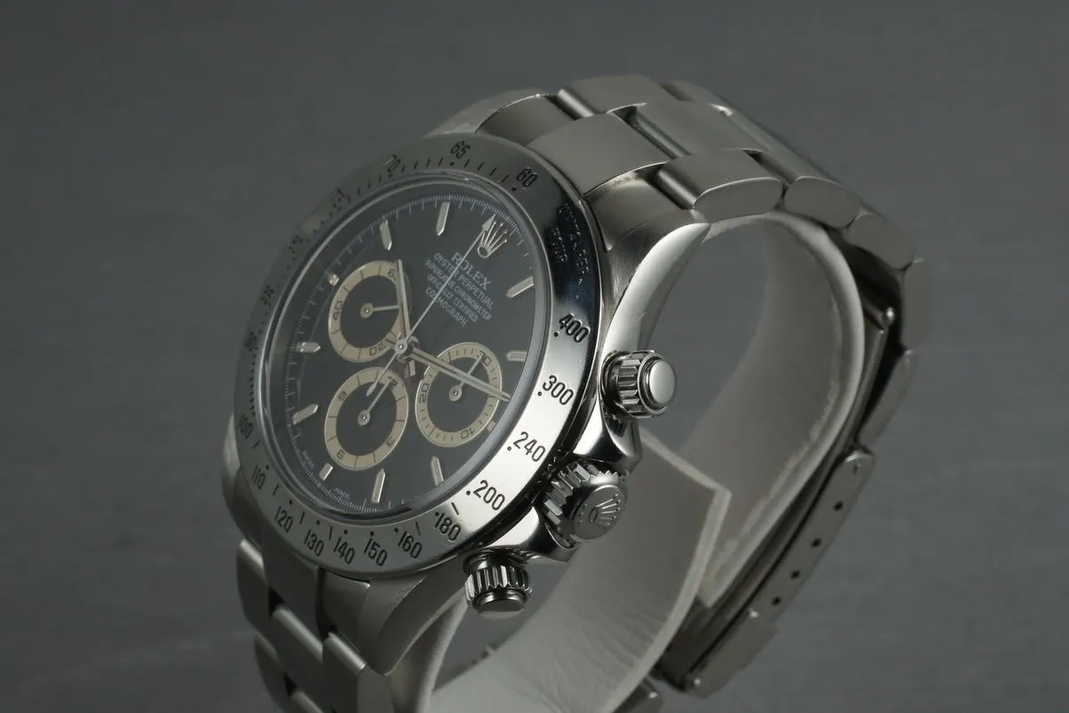 Rolex SS Zenith Daytona 16520 Box and Papers with Black Dial