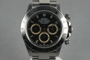 Rolex SS Zenith Daytona 16520 Box and Papers with Black Dial