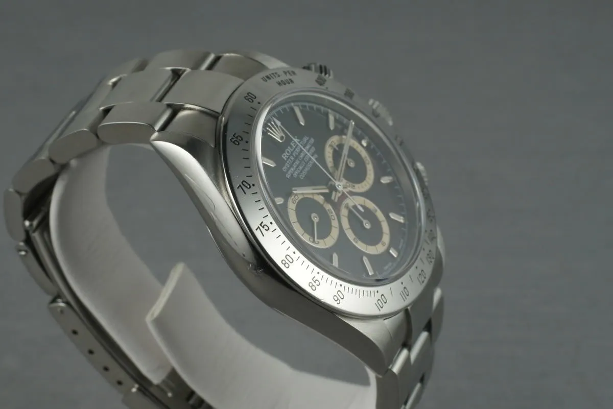 Rolex SS Zenith Daytona 16520 Box and Papers with Black Dial