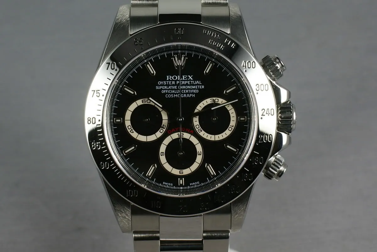 Rolex SS Zenith Daytona  16520 Box and Papers