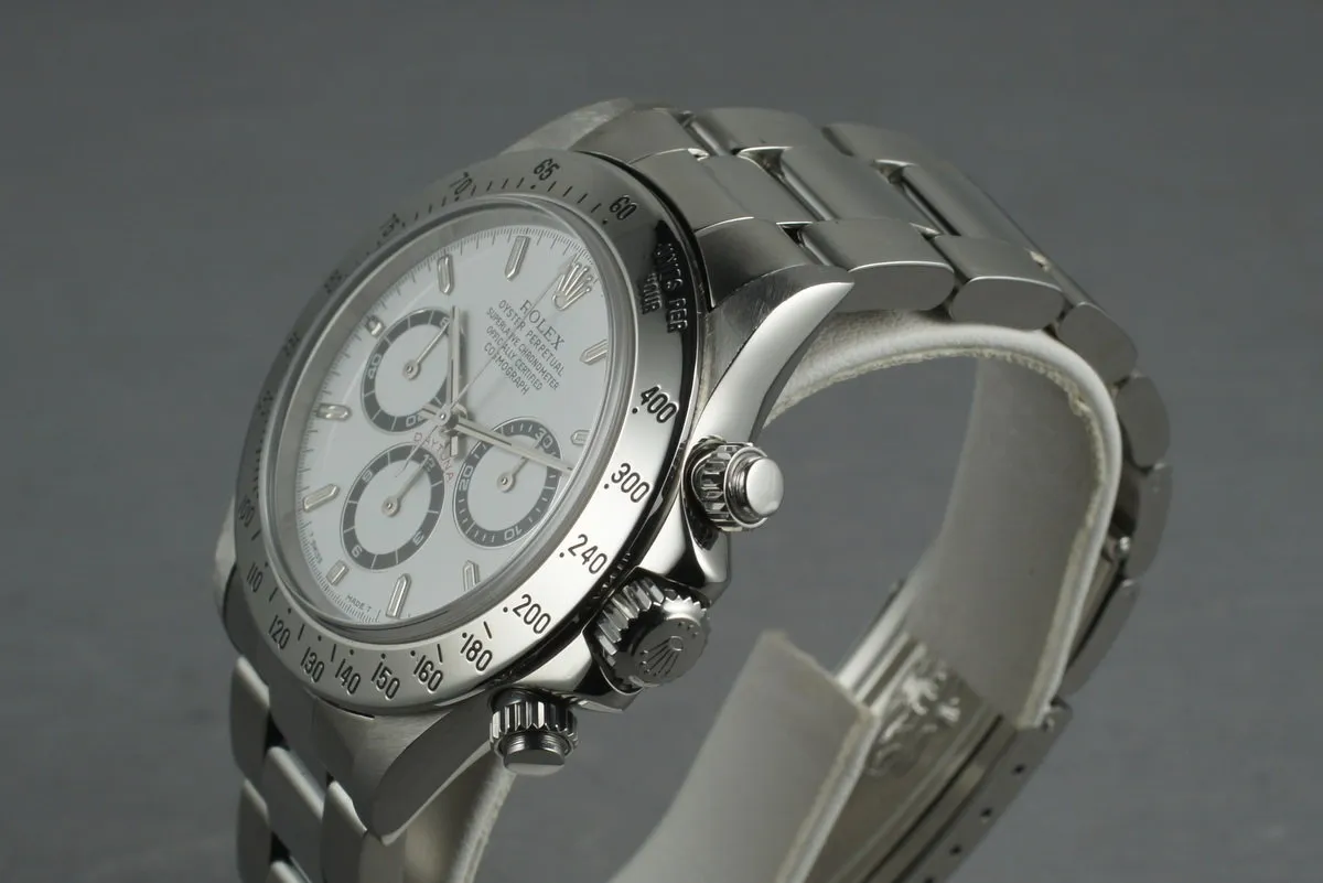Rolex SS Zenith Daytona Ref: 16520 Box and Papers with White Dial