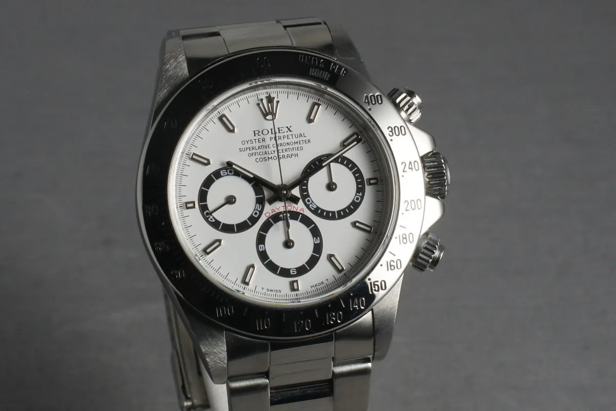 Rolex SS Zenith Daytona Ref: 16520 Box and Papers with White Dial