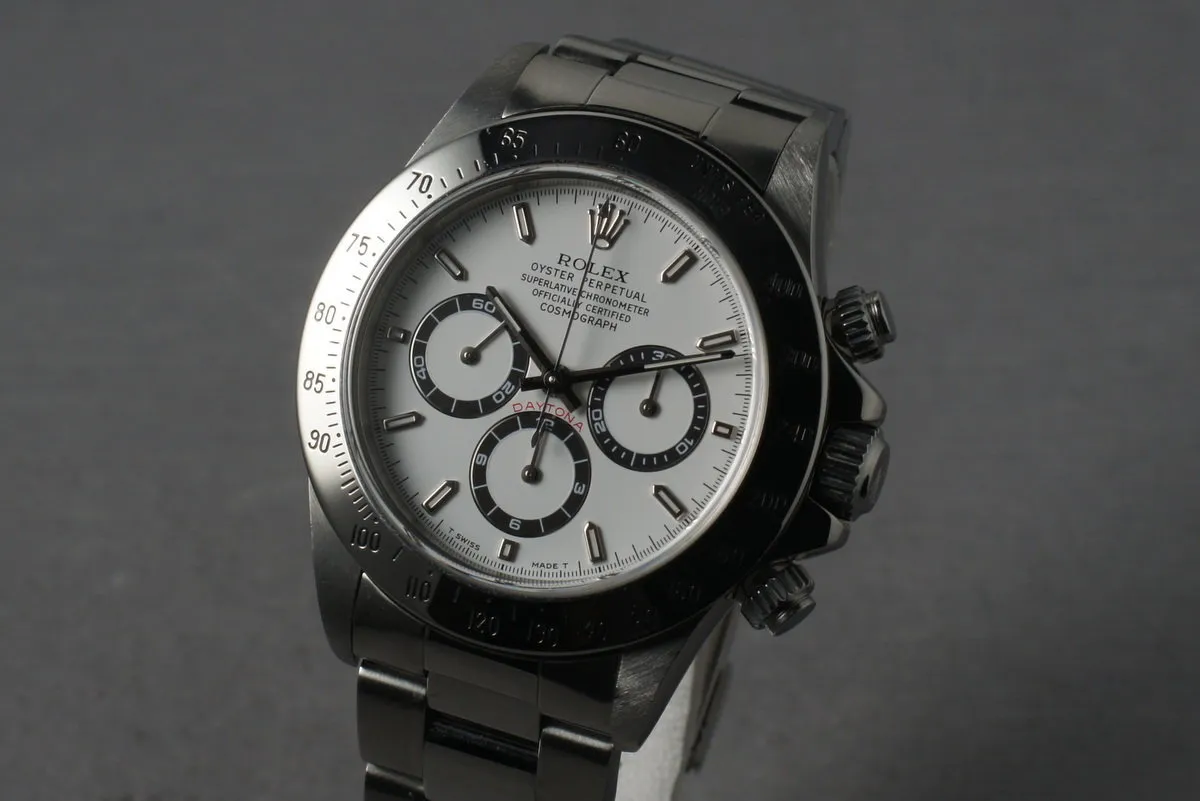 Rolex SS Zenith Daytona Ref: 16520 Box and Papers with White Dial