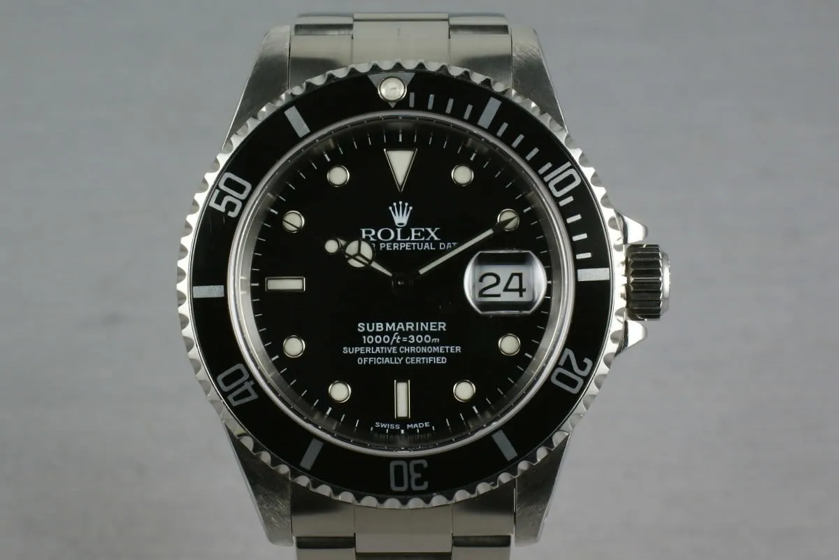 Rolex Submariner 16610 Box and Papers A serial