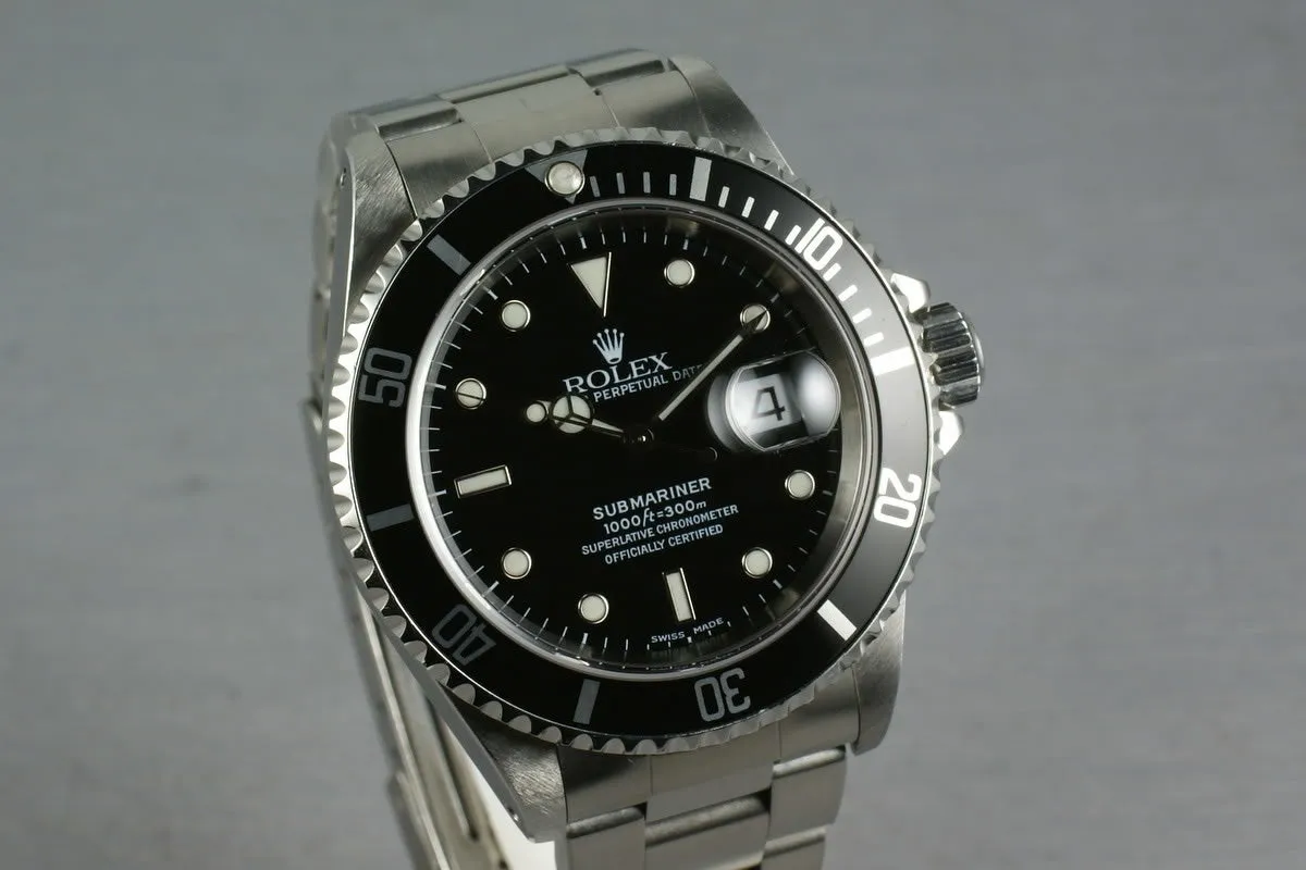 Rolex Submariner 16610 Box and Papers A serial