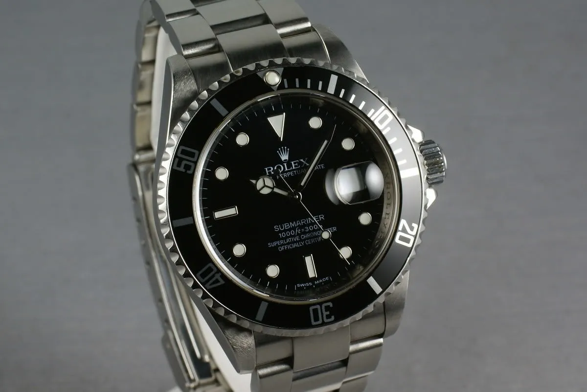 Rolex Submariner 16610 M serial