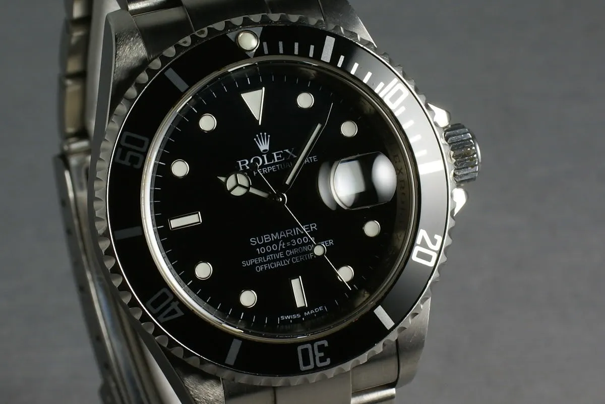 Rolex Submariner 16610 M serial