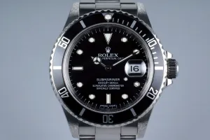 Rolex Submariner 16800 Service Case with RSC Papers