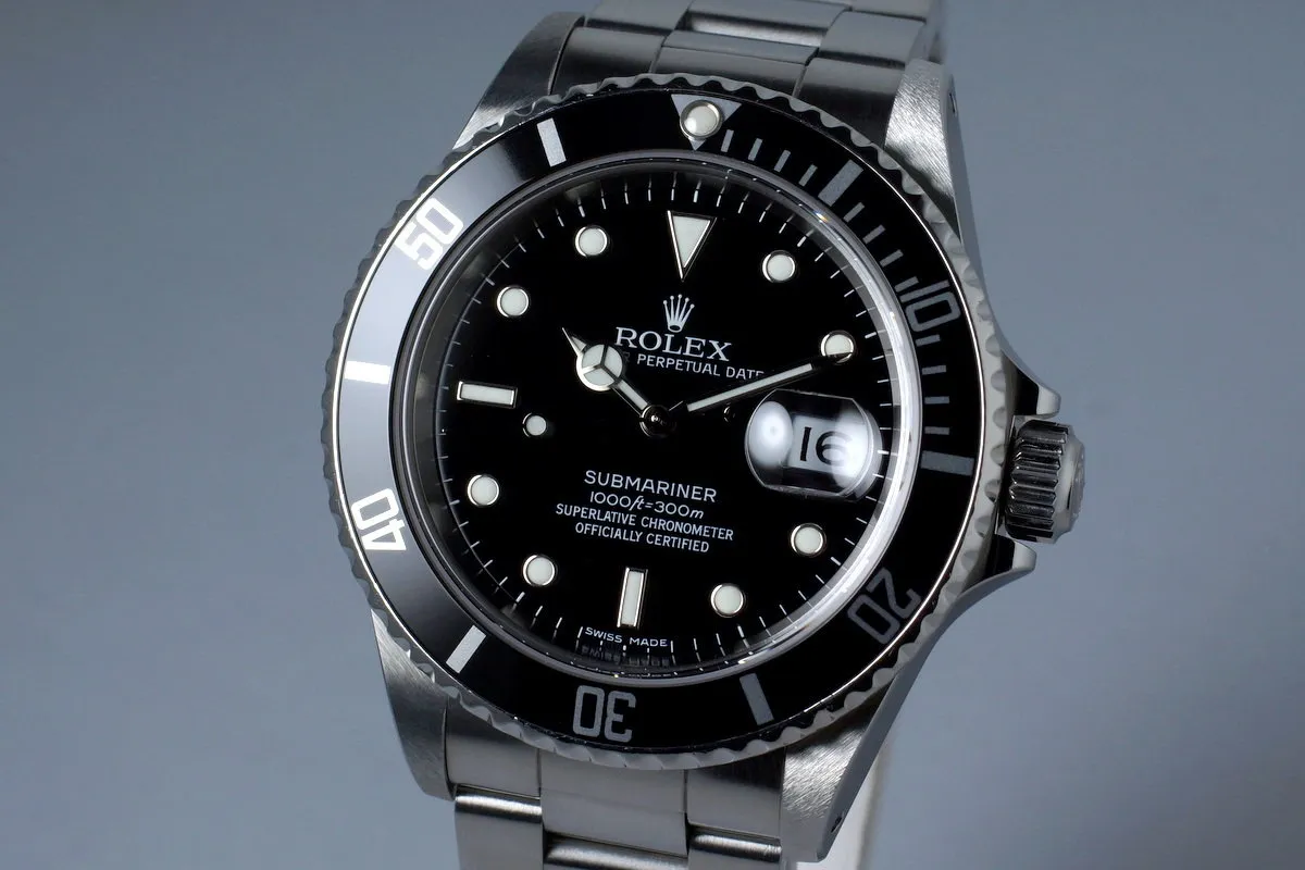 Rolex Submariner 16800 Service Case with RSC Papers