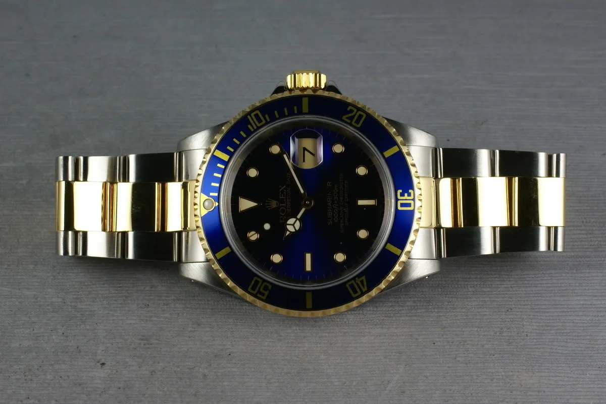 Rolex Submariner 18K/SS Blue Dial 16613 Box and Papers