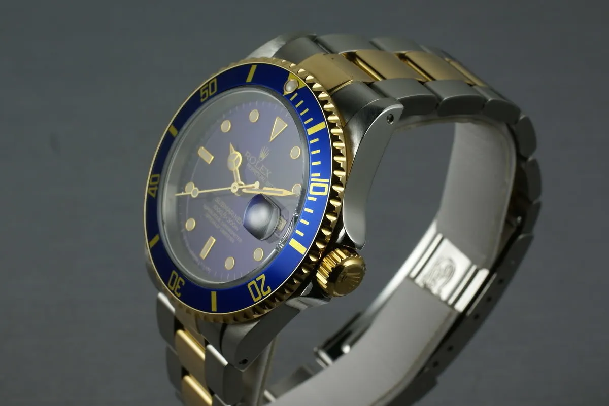 Rolex Submariner 18K/SS Blue Dial 16613 Box and Papers