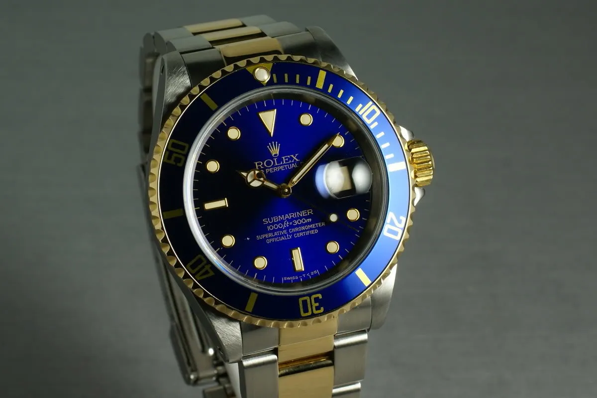 Rolex Submariner 18K/SS Blue Dial 16613 Box and Papers
