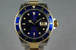 Rolex Submariner 18K/SS Blue Dial 16613 Box and Papers