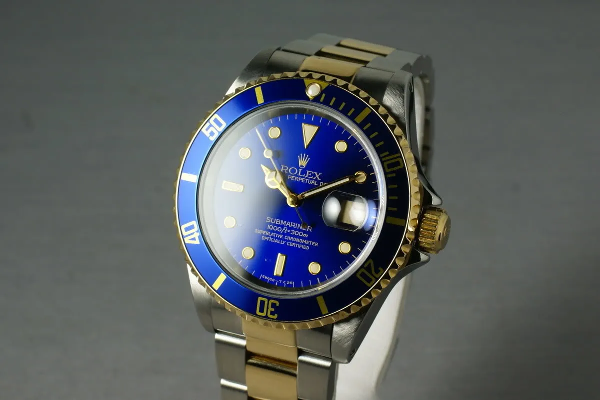 Rolex Submariner 18K/SS Blue Dial 16613 Box and Papers