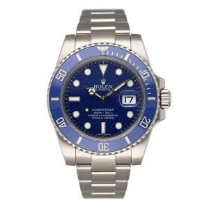 Rolex Submariner Date 116619LB Smurf Mens Watch Box Papers