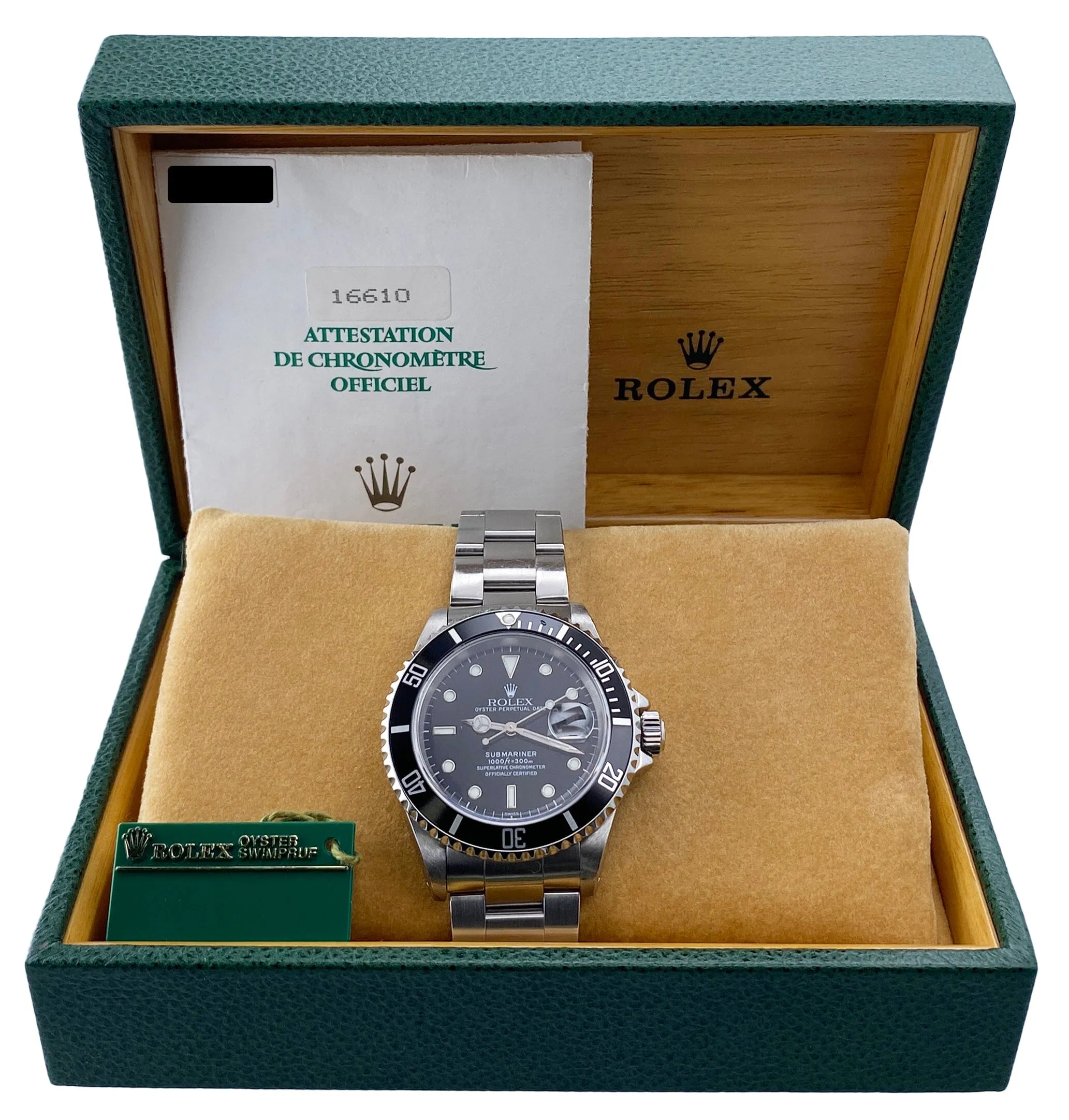 Rolex Submariner Date 16610 Mens Watch Box Papers