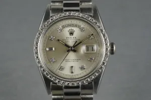 Rolex Vintage 18K White Gold  Day Date 1803 Factory Diamond Dial and Bezel