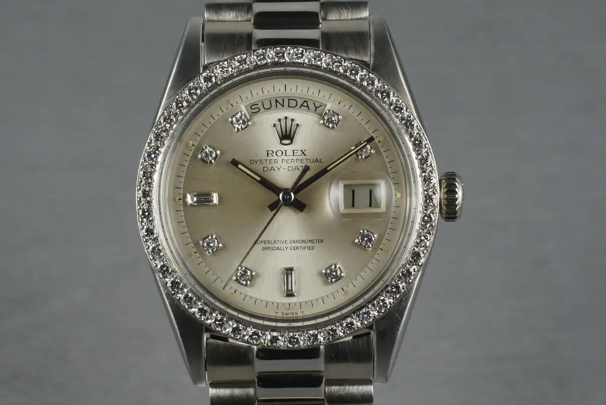 Rolex Vintage 18K White Gold  Day Date 1803 Factory Diamond Dial and Bezel