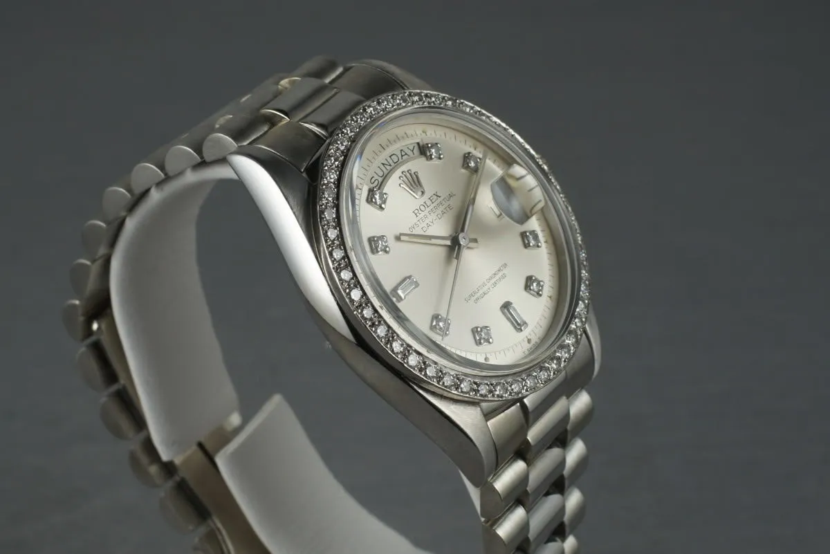 Rolex Vintage 18K White Gold  Day Date 1803 Factory Diamond Dial and Bezel