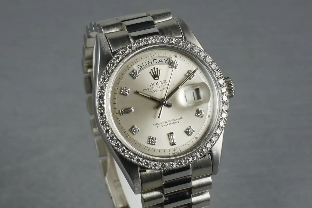 Rolex Vintage 18K White Gold  Day Date 1803 Factory Diamond Dial and Bezel