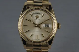 Rolex Vintage 18K YG Day Date 1803 Silver Dial and President Bracelet