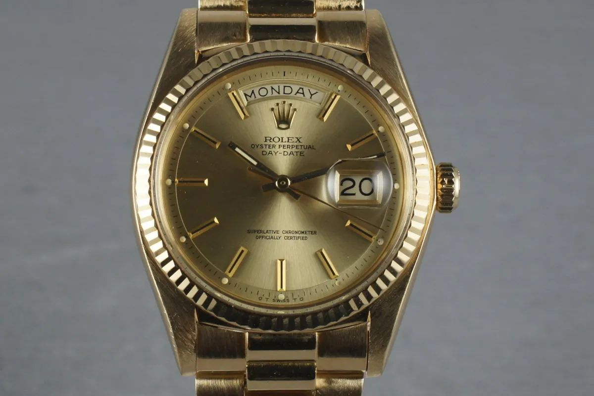 Rolex Vintage 18K YG President 1803 with Box and Papers