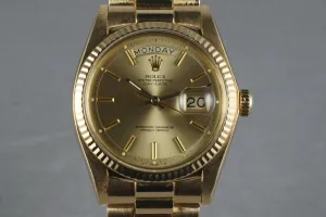 Rolex Vintage 18K YG President 1803 with Box and Papers
