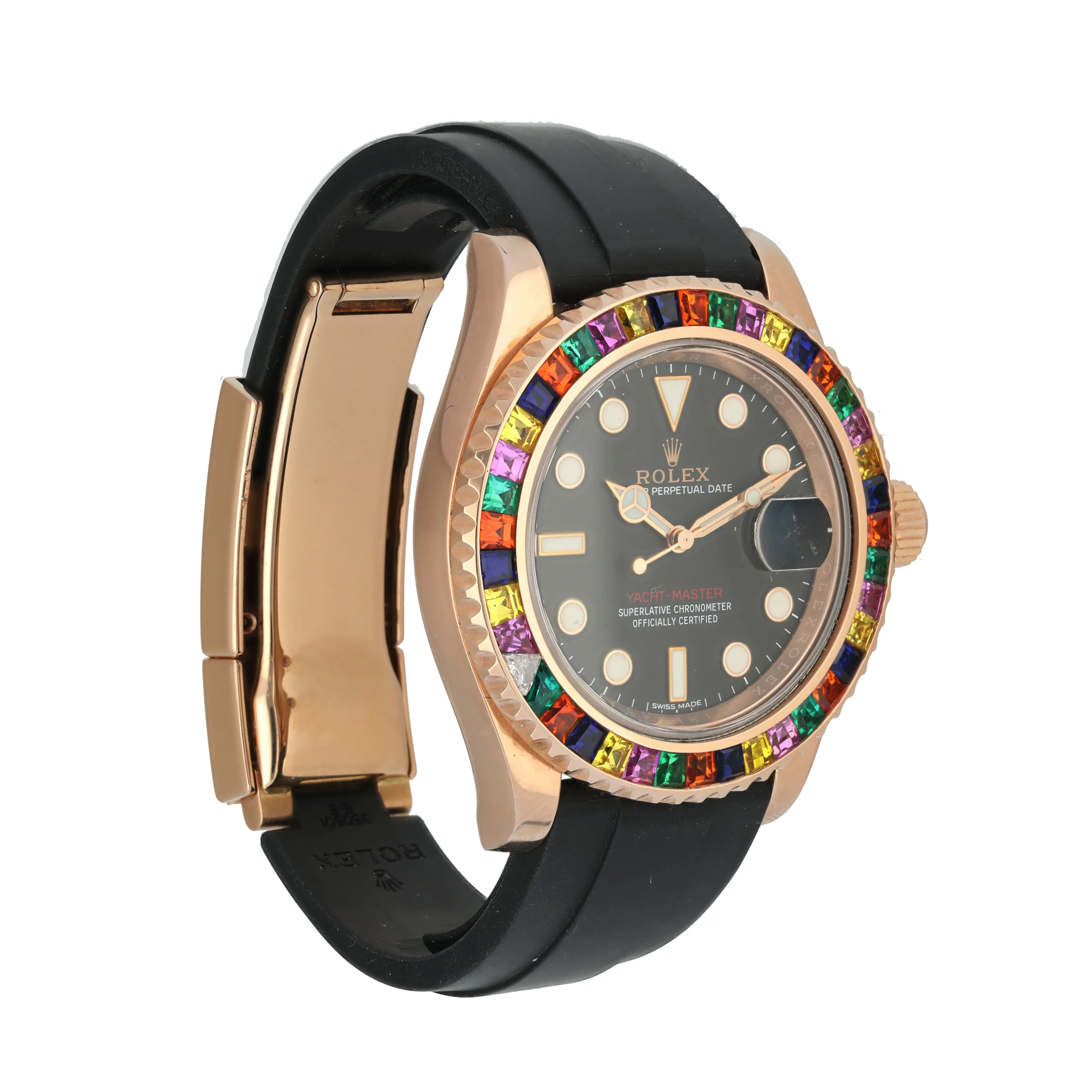 Rolex Yacht Master 116695SATS Rose Gold Rainbow Bezel Watch
