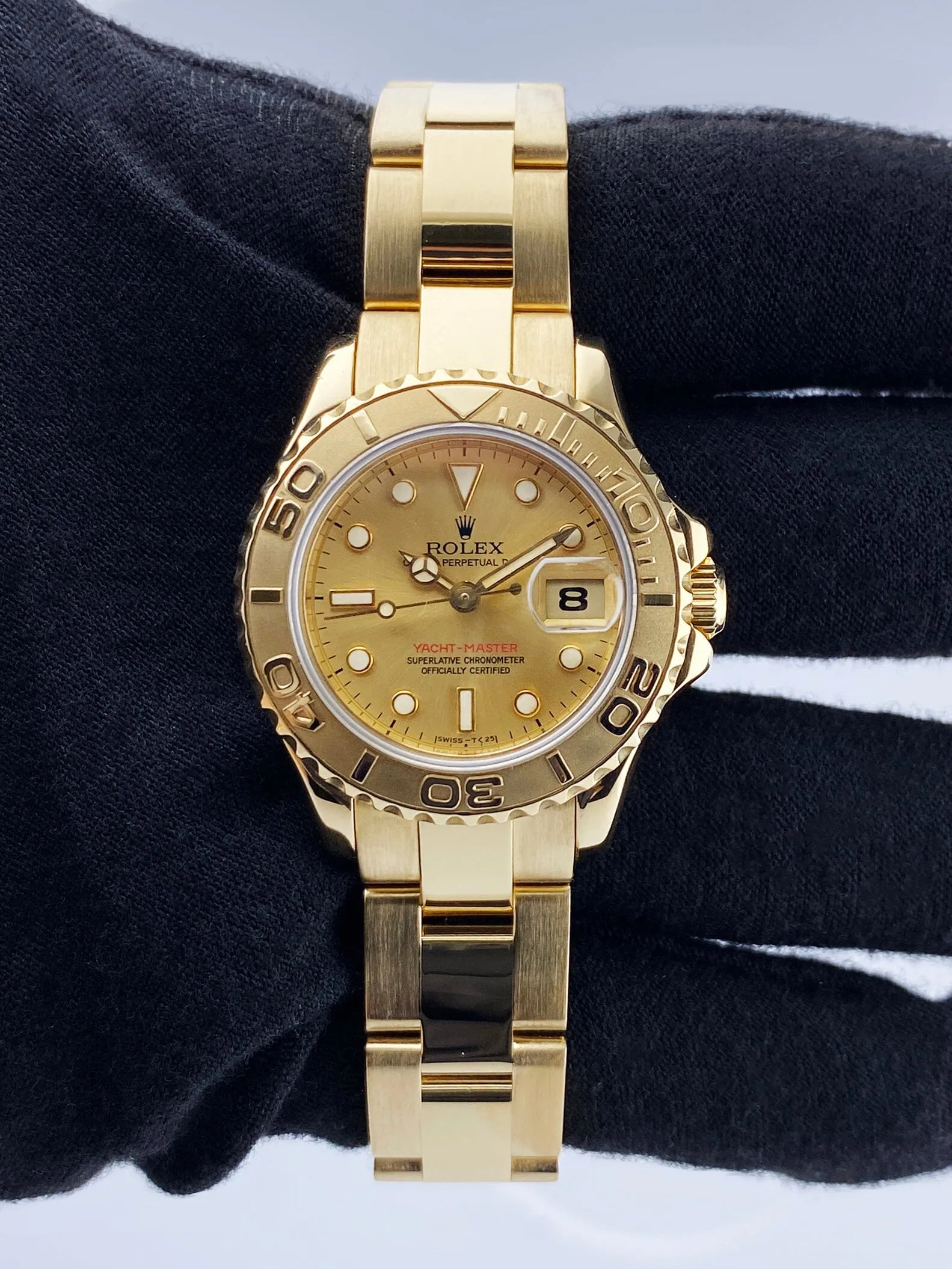 Rolex Yacht Master 69628 Champagne Dial 18K Yellow Gold Ladies Watch