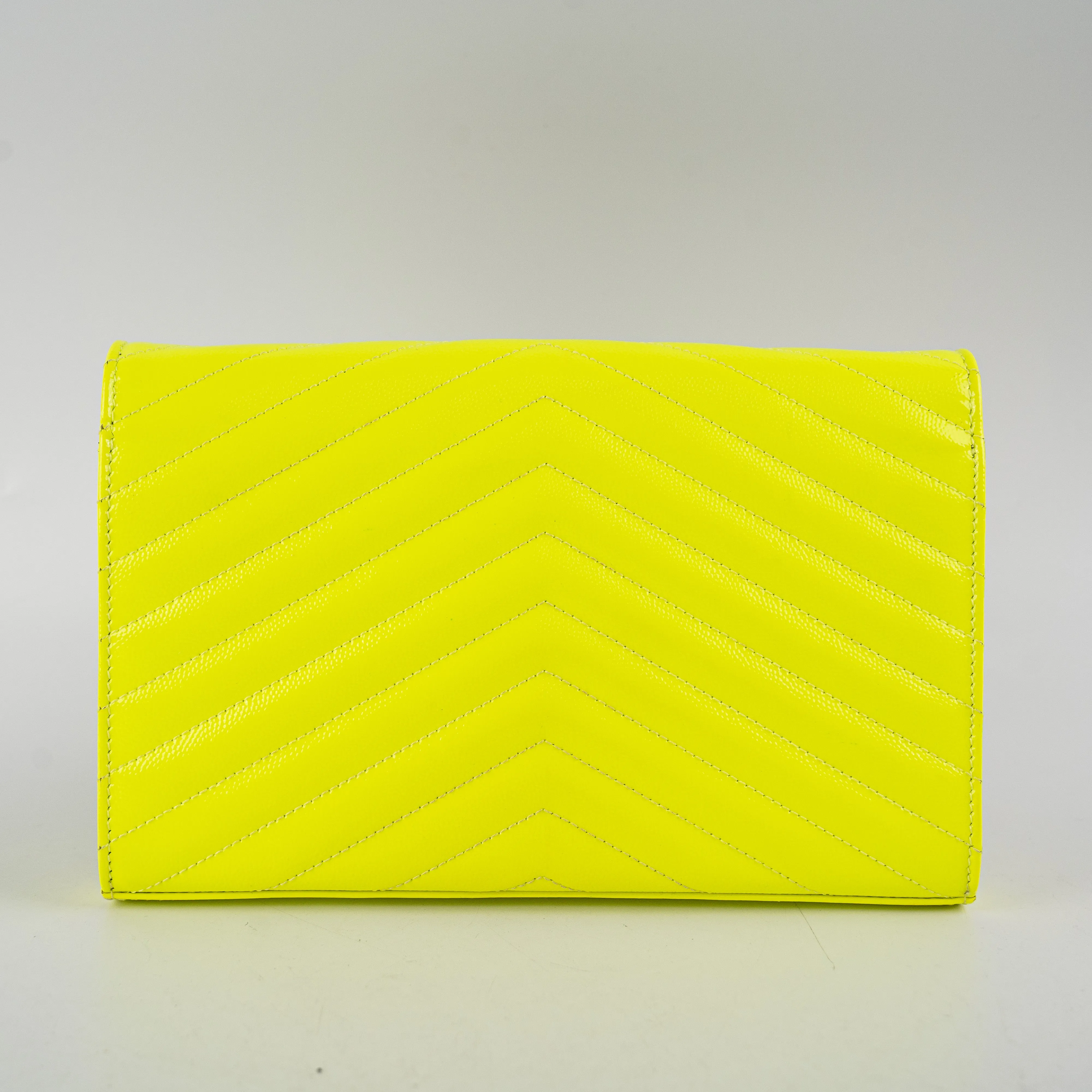 Saint Laurent Wallet On Chain Neon Yellow